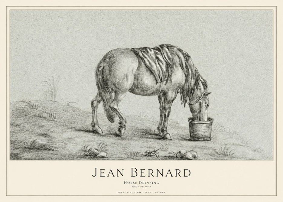 Jean Bernard Horse Drinking No1 - Poster