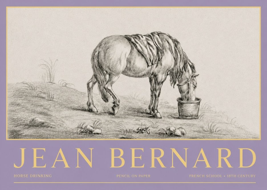 Jean Bernard Horse Drinking No3 - Poster