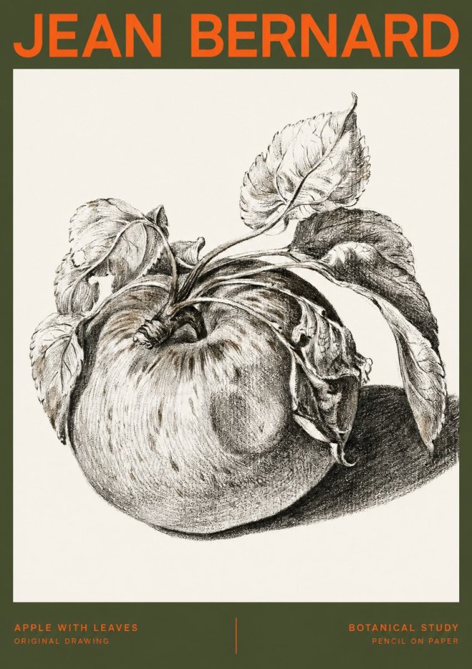 Jean Bernard Apple with Leaves No2 - Poster