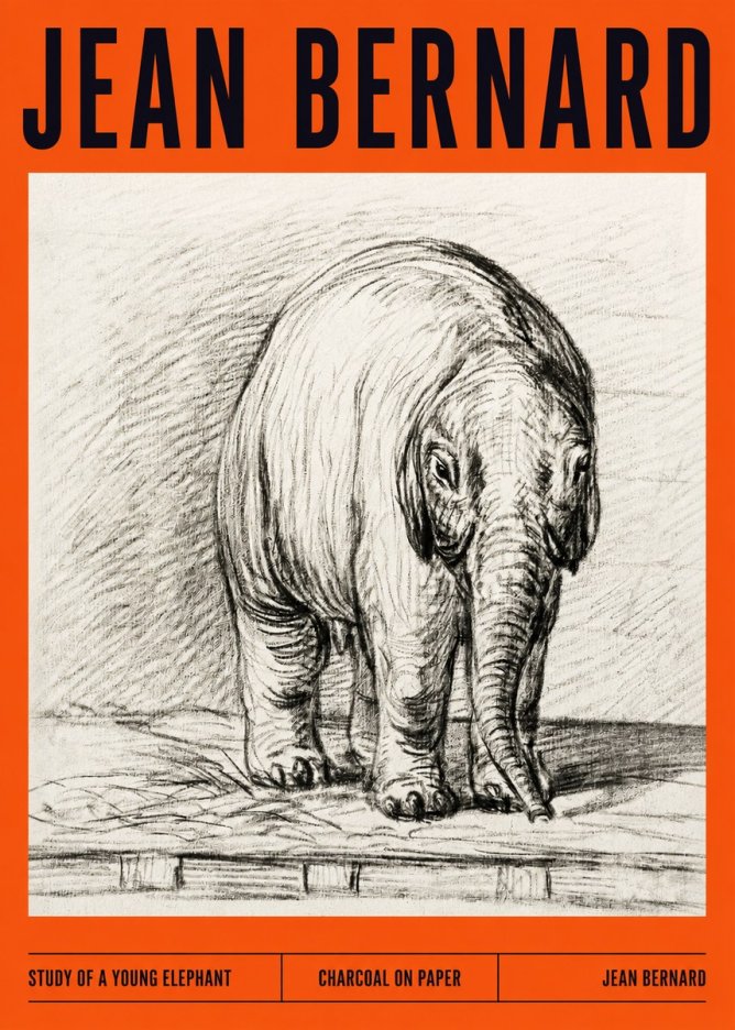 Jean Bernard Young Elephant No4 - Poster