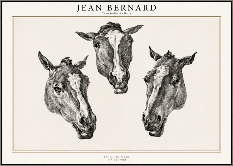 Jean Bernard Three Studies of a Horse No1 - Poster