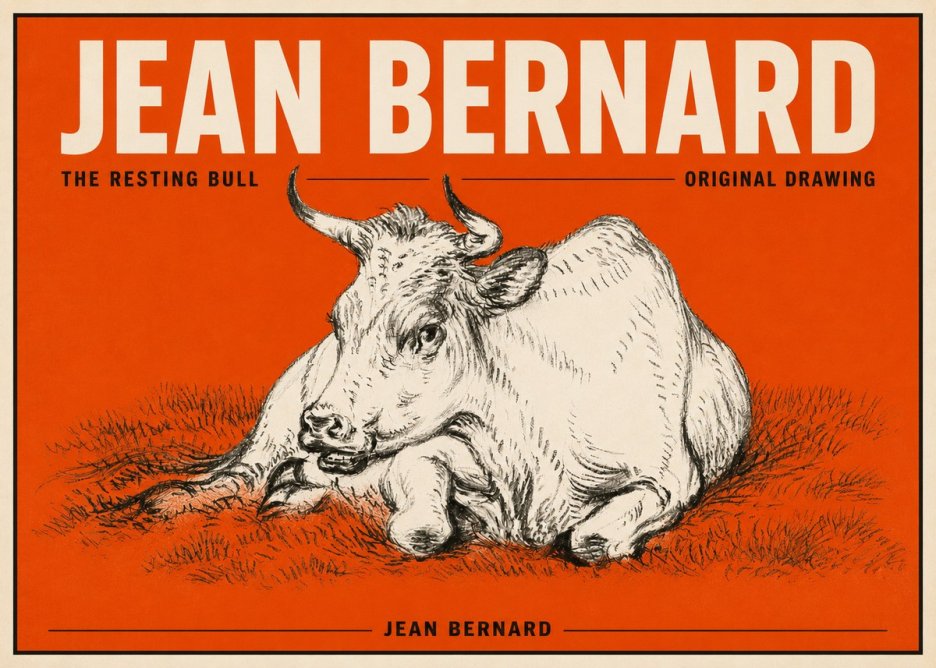 Jean Bernard Study of a Cow, Resting No6 - Poster