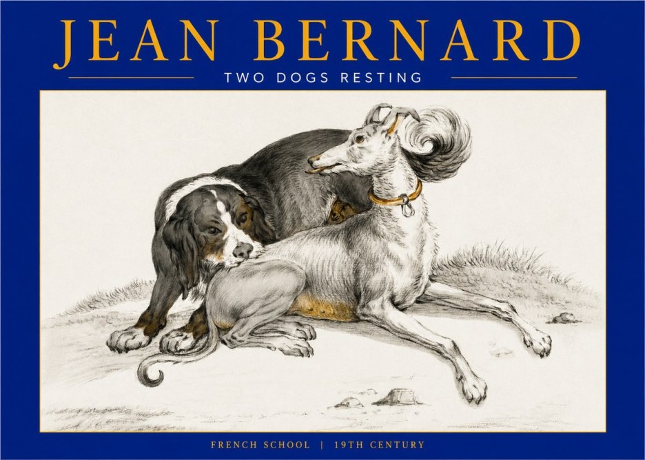 Jean Bernard Two Dogs Resting No2 - Poster