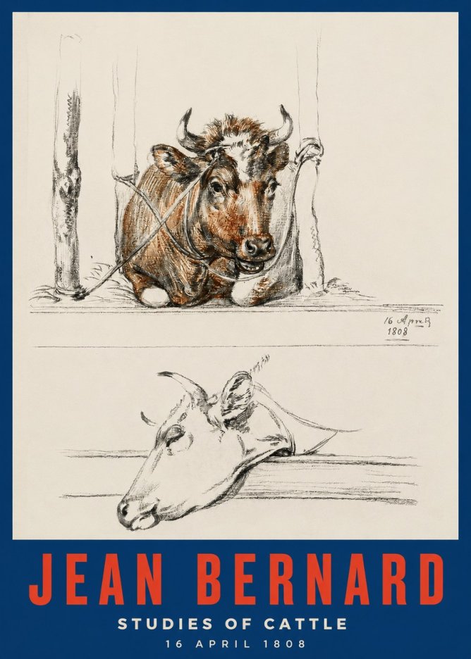 Jean Bernard Studies of Cattle III No3 - Poster