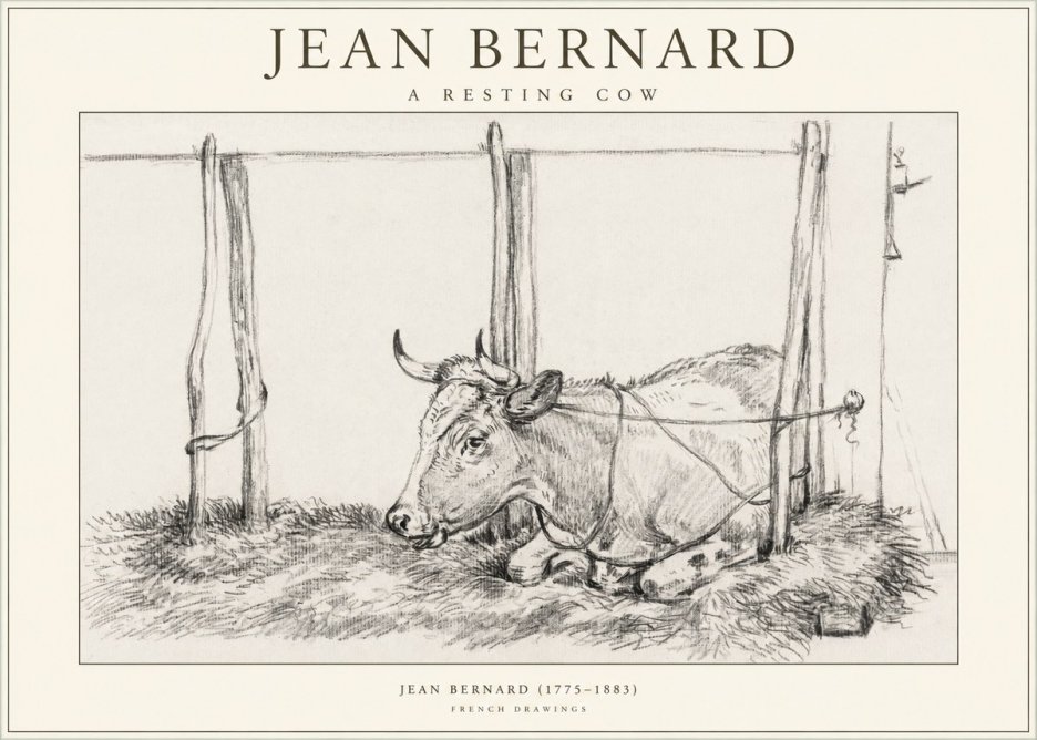Jean Bernard A Resting Cow No1 - Poster