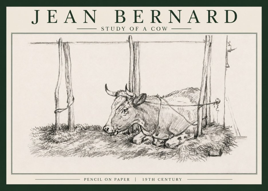 Jean Bernard A Resting Cow No4 - Poster
