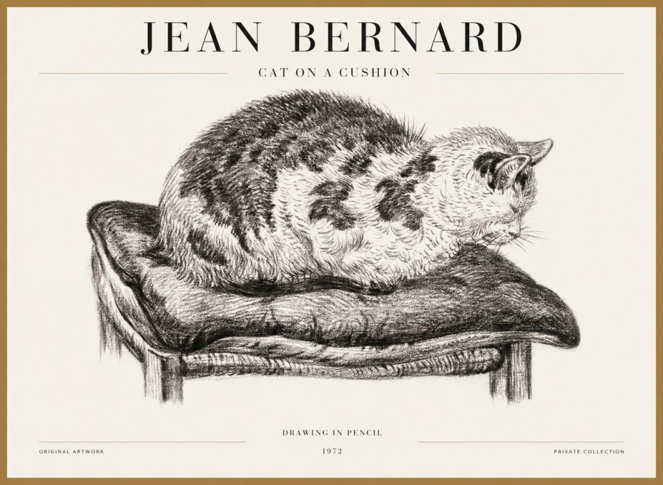 Jean Bernard Cat on a Cushion No5 - Poster