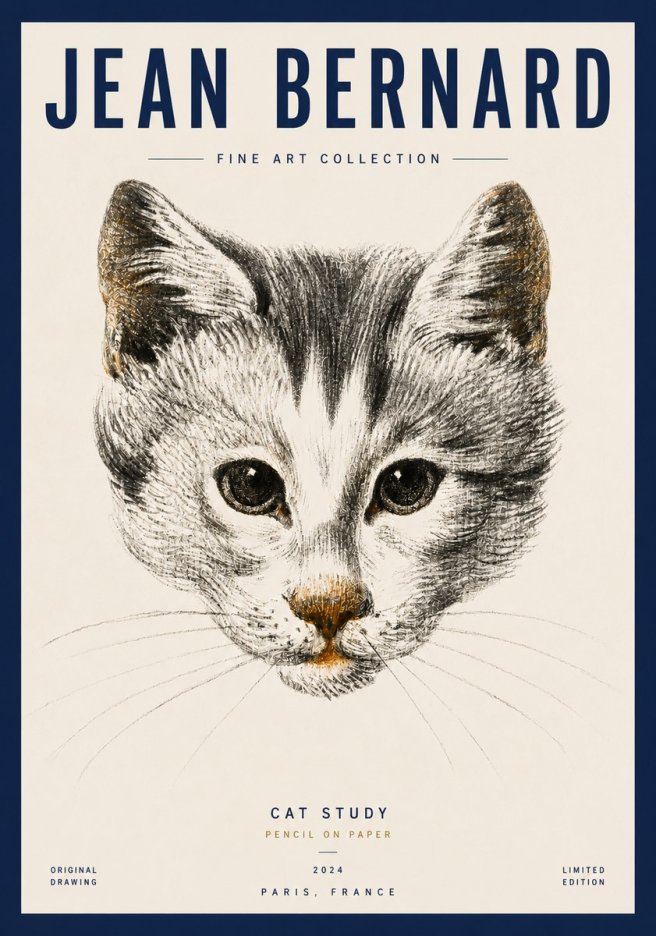 Jean Bernard Cat Study IX No3 - Poster