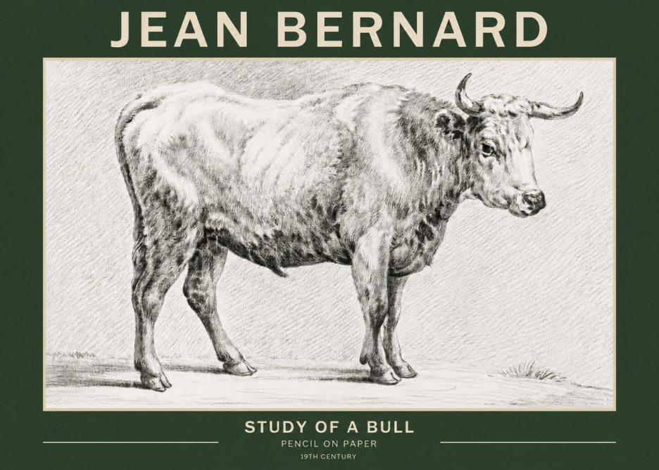 Jean Bernard Study of a Bull IV No2 - Poster