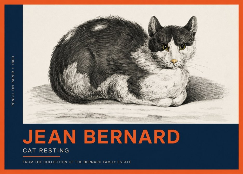 Jean Bernard Cat Resting No2 - Poster
