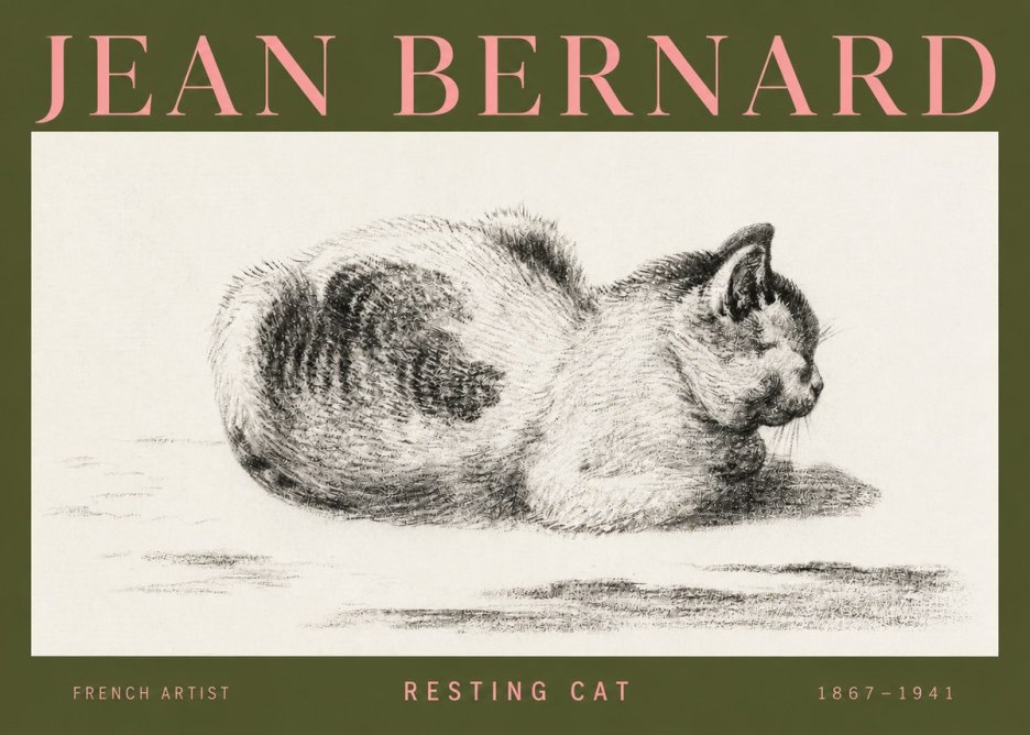 Jean Bernard Resting Cat No3 - Poster