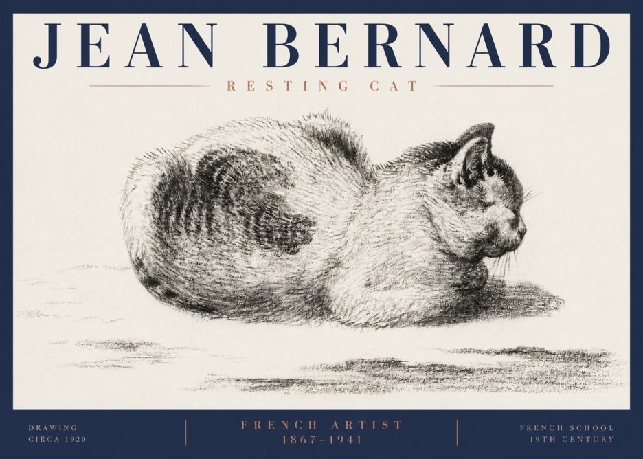 Jean Bernard Resting Cat No6 - Poster