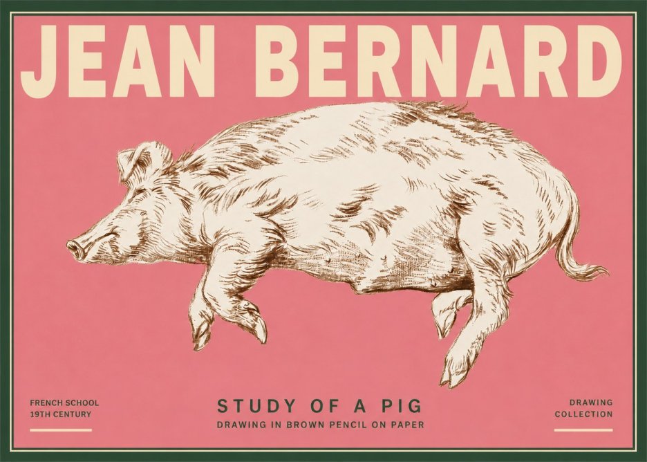 Jean Bernard Study of a Pig II No3 - Poster