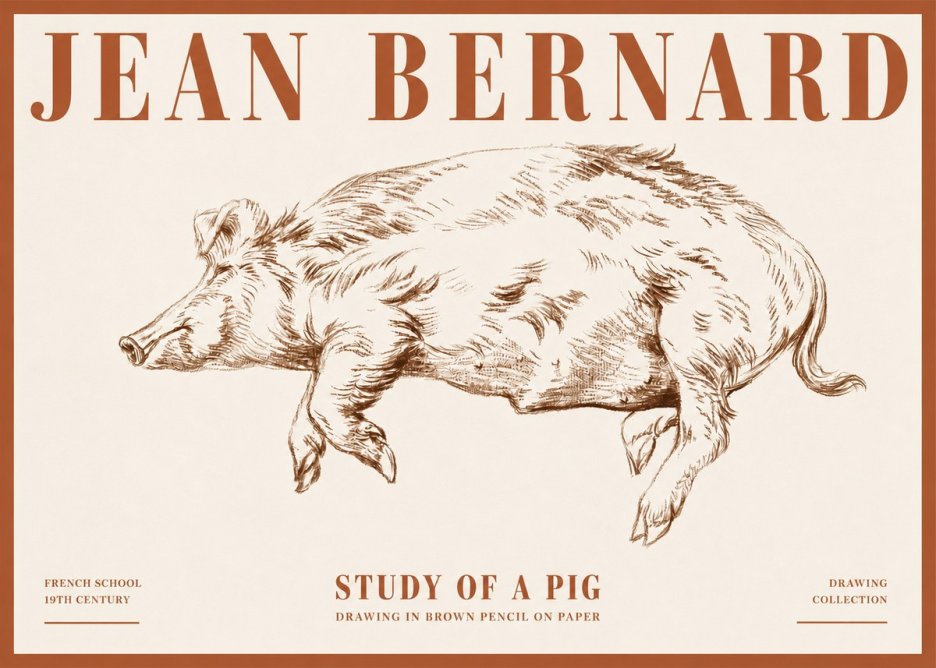 Jean Bernard Study of a Pig II No4 - Poster