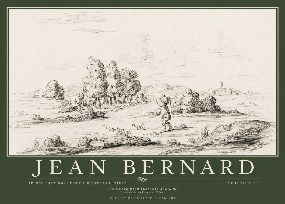 Jean Bernard Landscape with Figures and Distant Village No5 - Poster