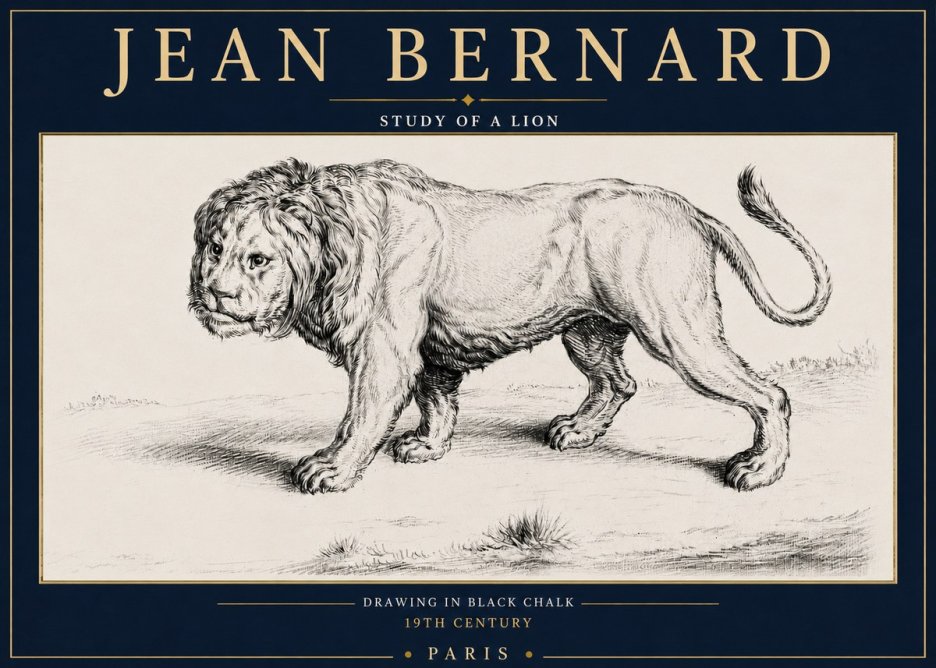 Jean Bernard Study of a Lion II No4 - Poster