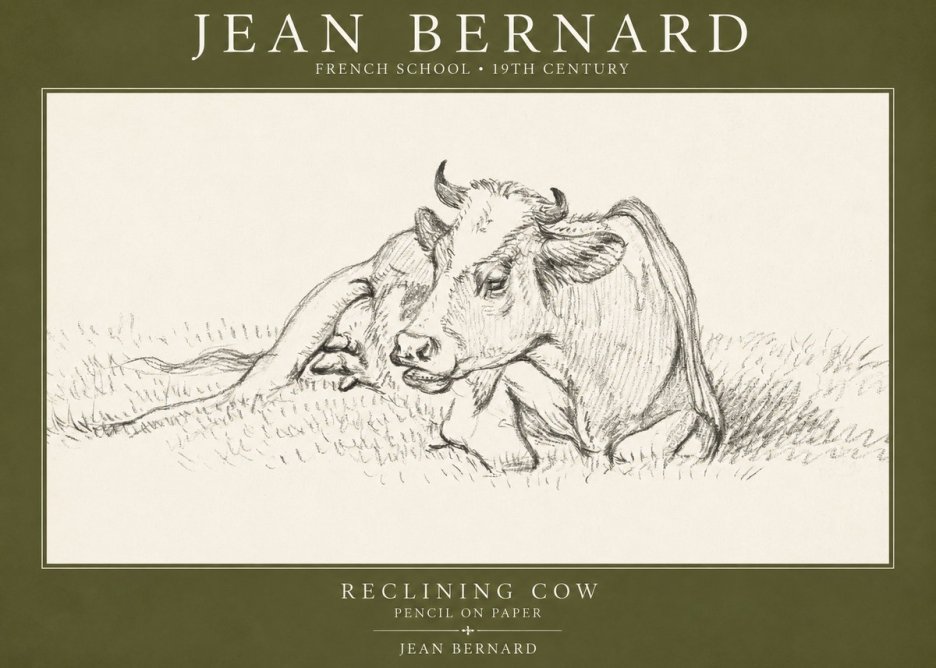 Jean Bernard Reclining Cow III No1 - Poster