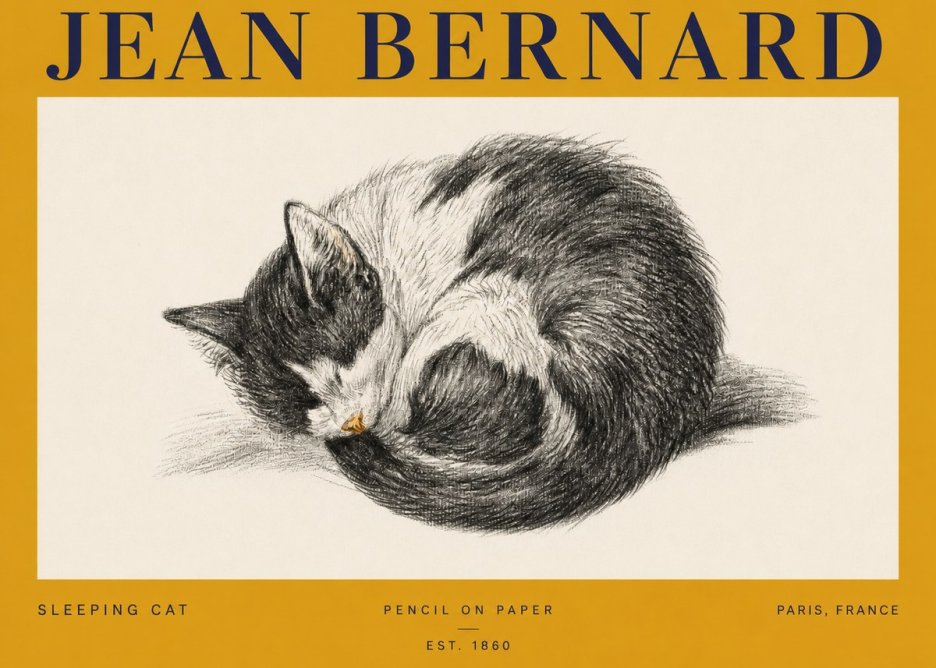 Jean Bernard Sleeping Cat VIII No3 - Poster