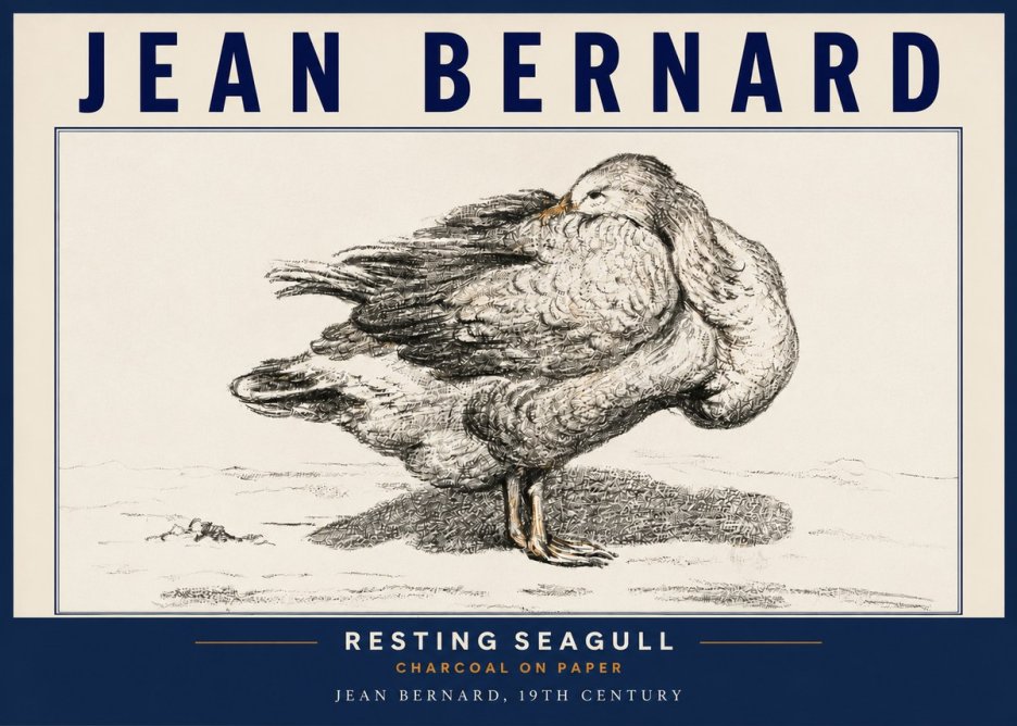 Jean Bernard Resting Seagull No4 - Poster