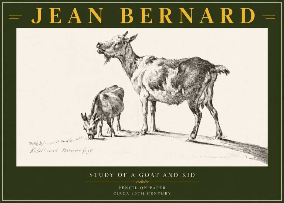 Jean Bernard Study of a Goat and Kid No6 - Poster