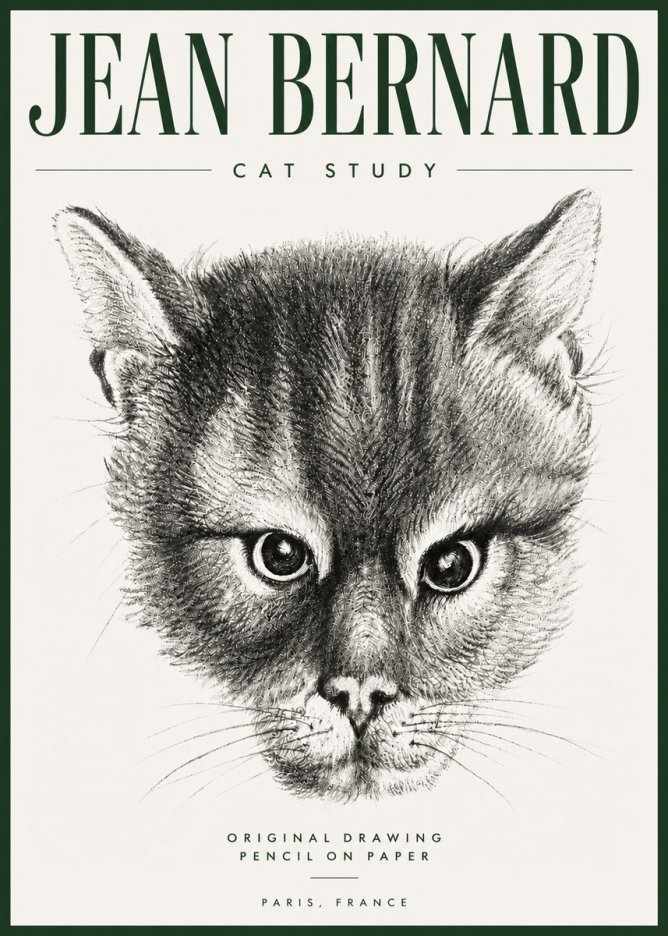 Jean Bernard Cat Study. Original Drawing No5 - Poster