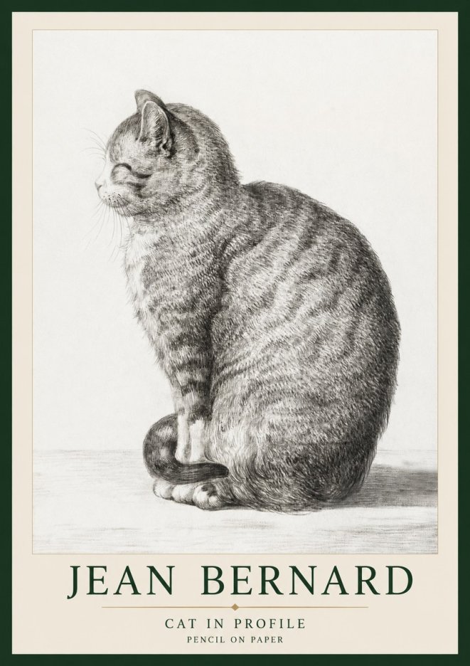 Jean Bernard Cat in Profile No1 - Poster