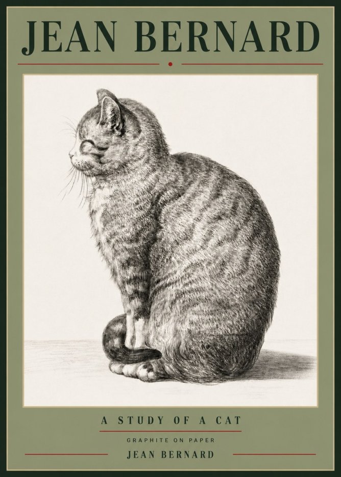 Jean Bernard Cat in Profile No6 - Poster