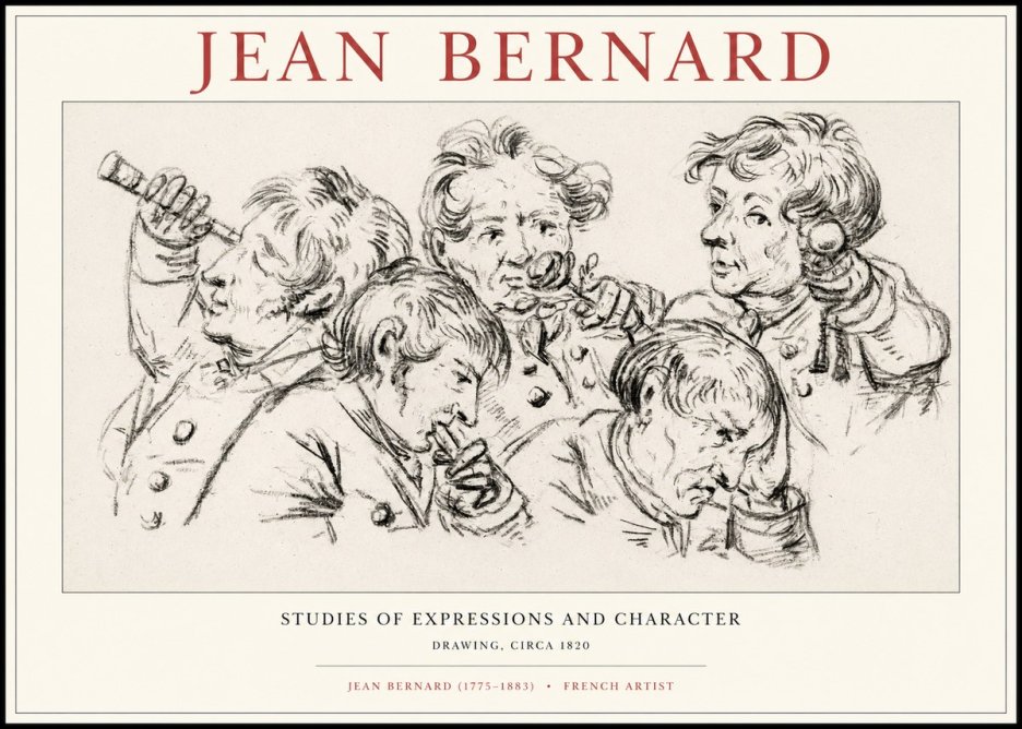 Jean Bernard Studies of Expressions and Character No1 - Poster