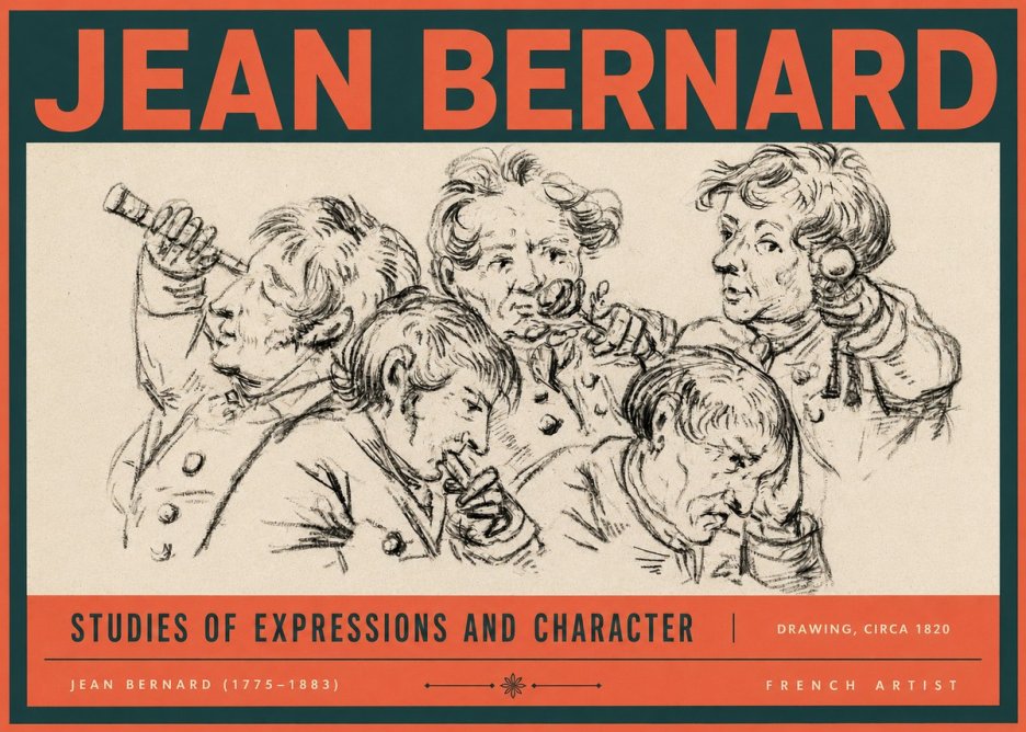 Jean Bernard Studies of Expressions and Character No2 - Poster