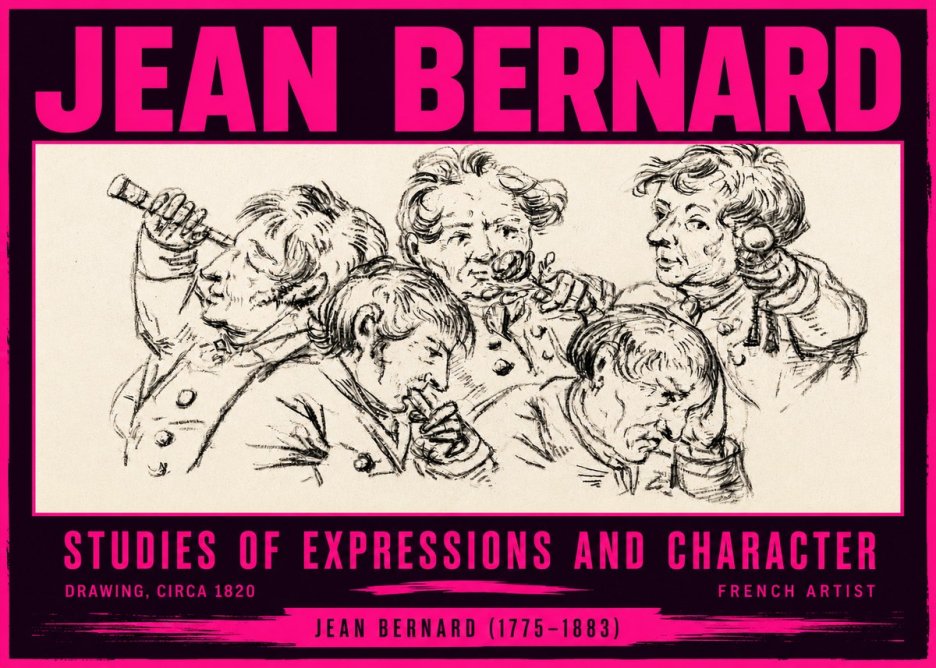 Jean Bernard Studies of Expressions and Character No4 - Poster