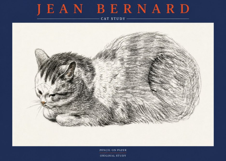 Jean Bernard Cat Study X No2 - Poster