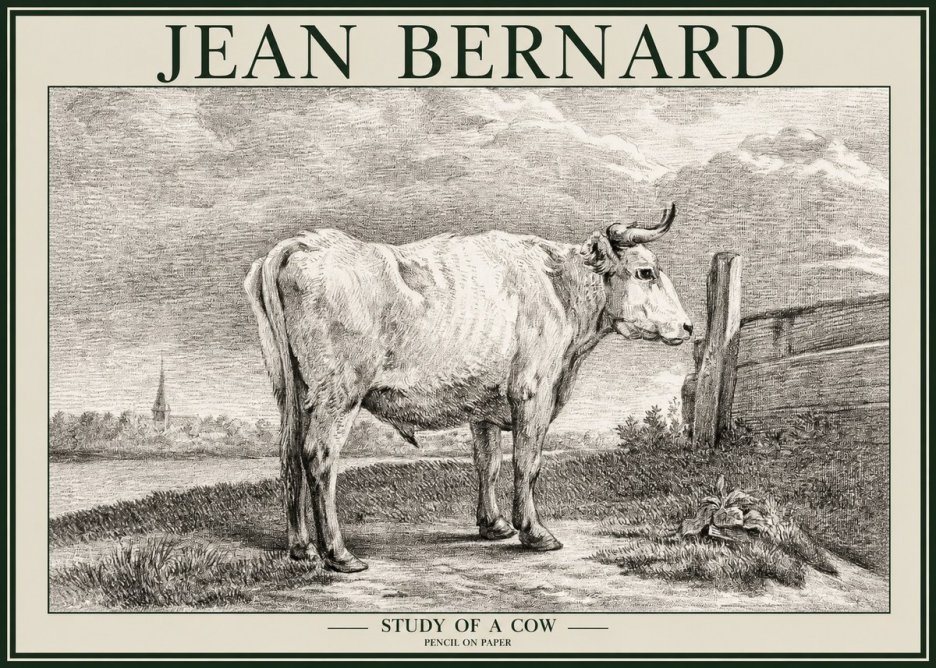 Jean Bernard Study of a Cow XV No2 - Poster