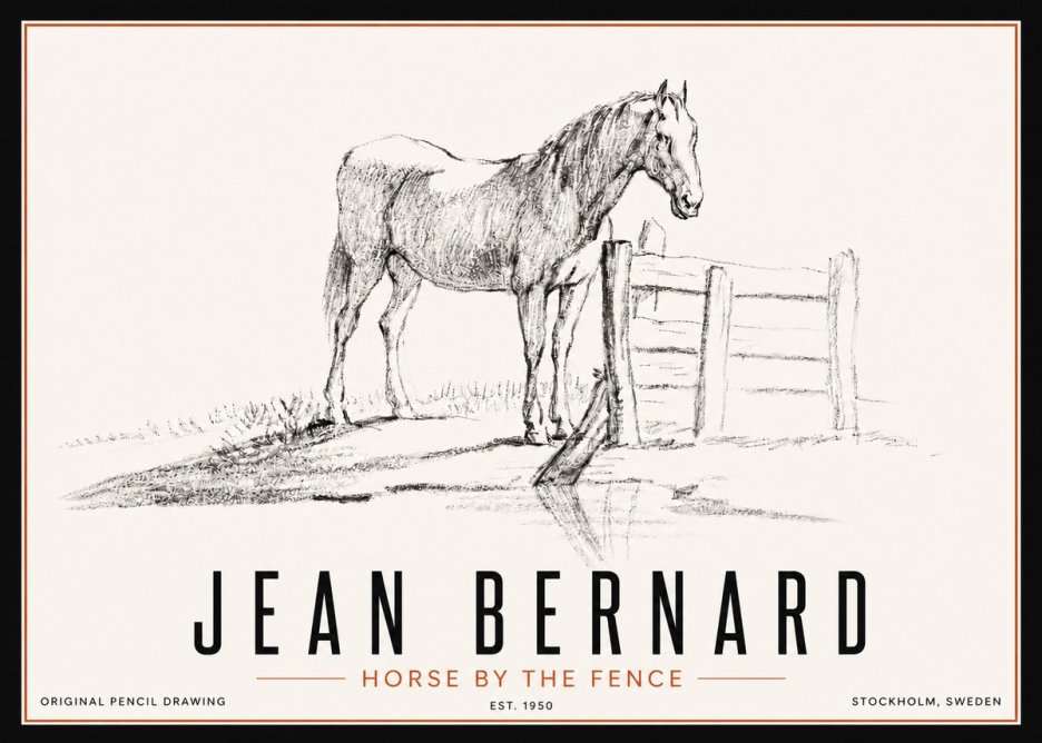 Jean Bernard Horse by the Fence No5 - Poster