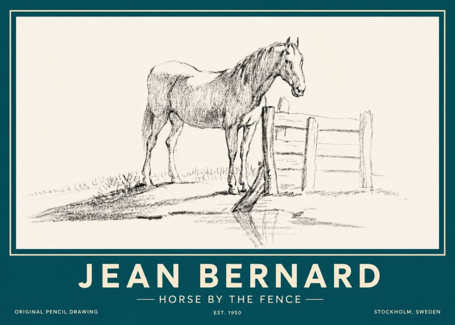 Jean Bernard Horse by the Fence No6 - Poster