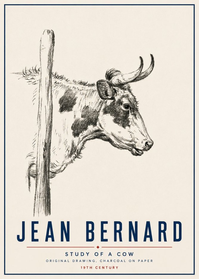 Jean Bernard Study of a Cow XVII No5 - Poster