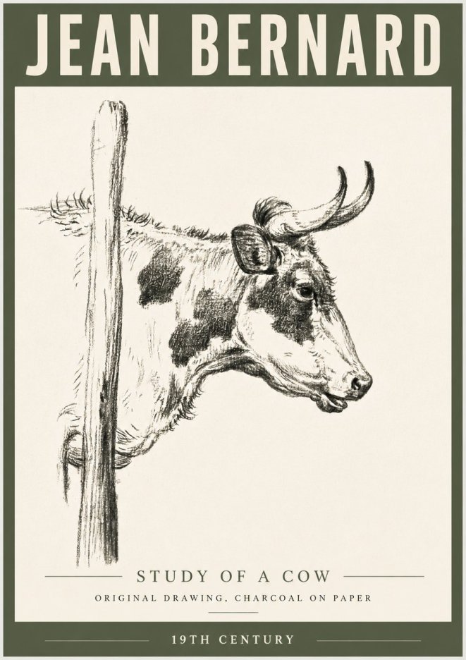 Jean Bernard Study of a Cow XVII No6 - Poster