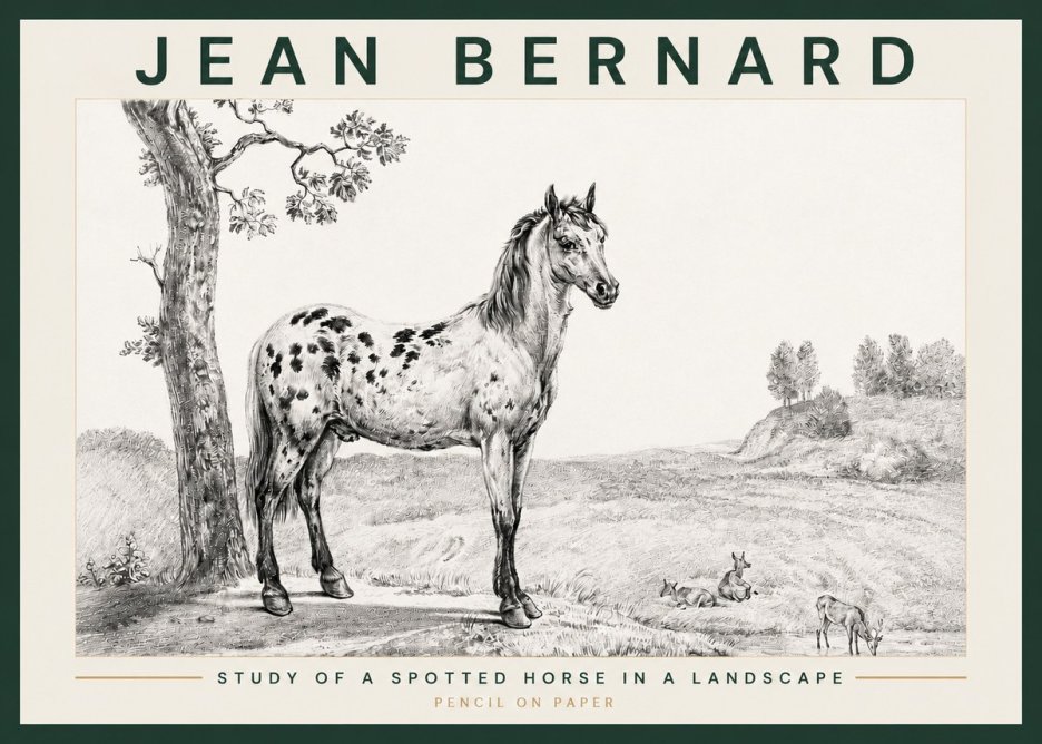 Jean Bernard Study of a Spotted Horse in a Landscape No3 - Poster