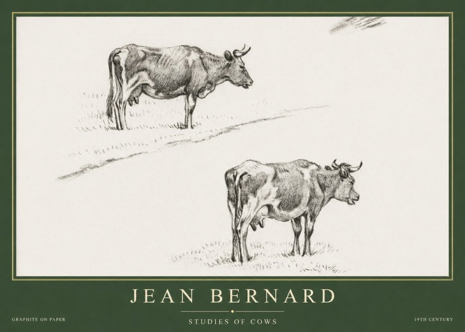 Jean Bernard Studies of Cows III No5 - Poster
