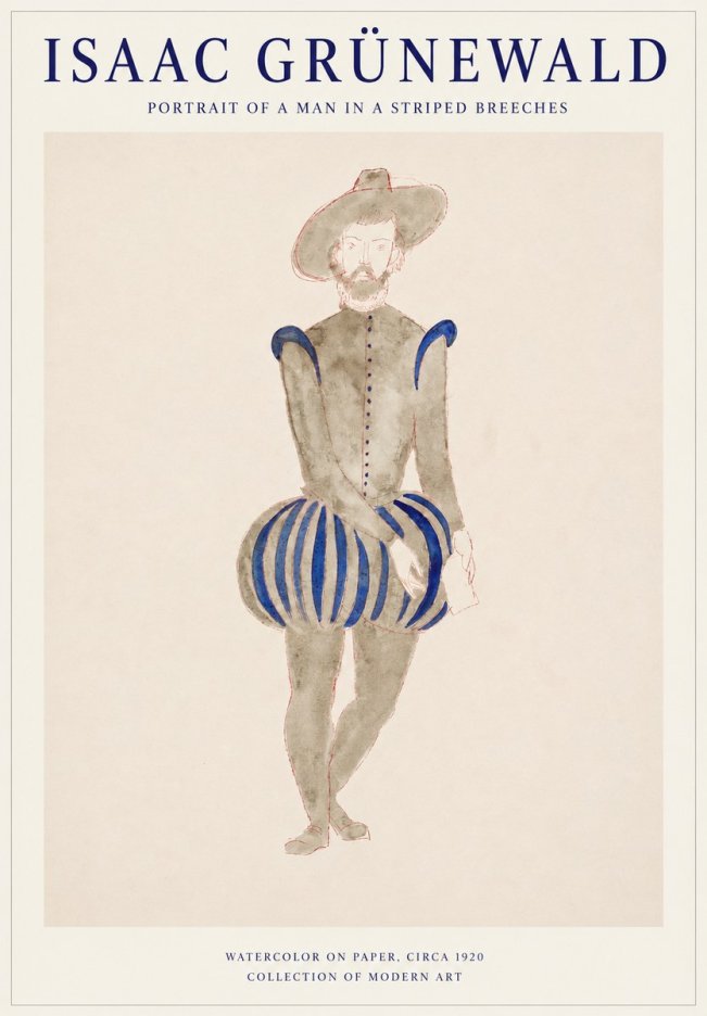 Isaac Grünewald Portrait of a Man in a Striped Breeches No1 - Poster