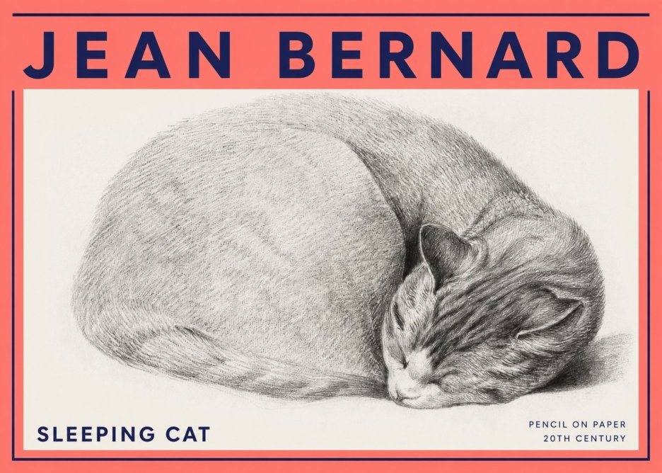 Jean Bernard Sleeping Cat IX No3 - Poster