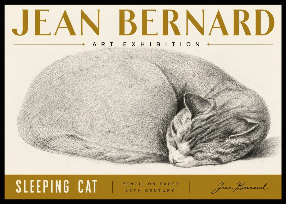 Jean Bernard Sleeping Cat IX No6 - Poster