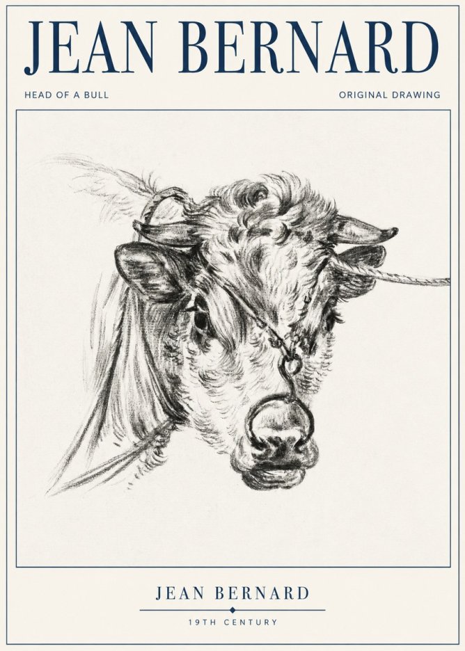 Jean Bernard Head of a Bull No1 - Poster