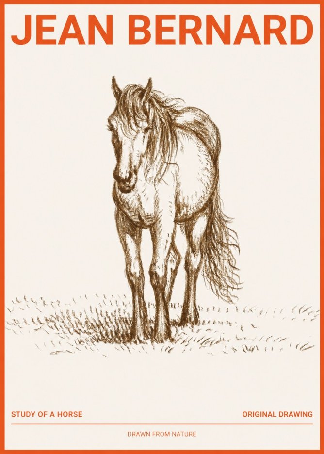 Jean Bernard Study of a Horse XV No2 - Poster