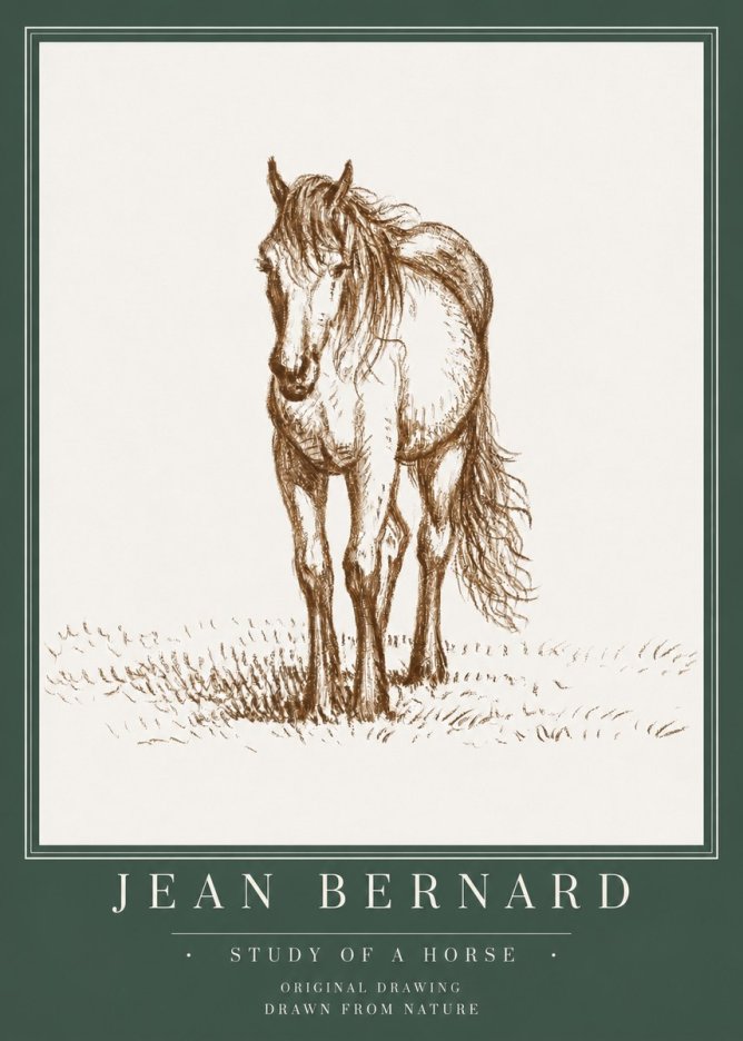 Jean Bernard Study of a Horse XV No3 - Poster