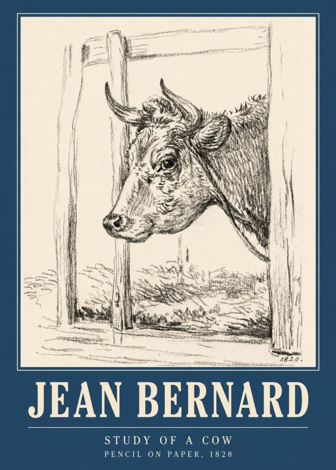 Jean Bernard Study of a Cow XVIII No3 - Poster