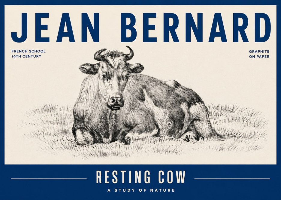 Jean Bernard Resting Cow V No6 - Poster