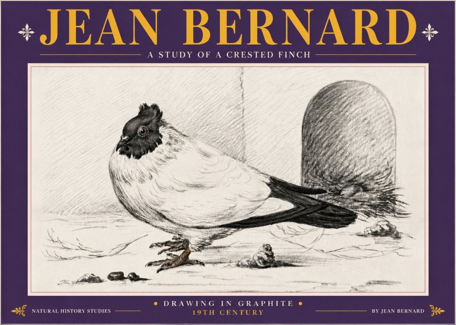 Jean Bernard A Study of a Crested Finch No5 - Poster