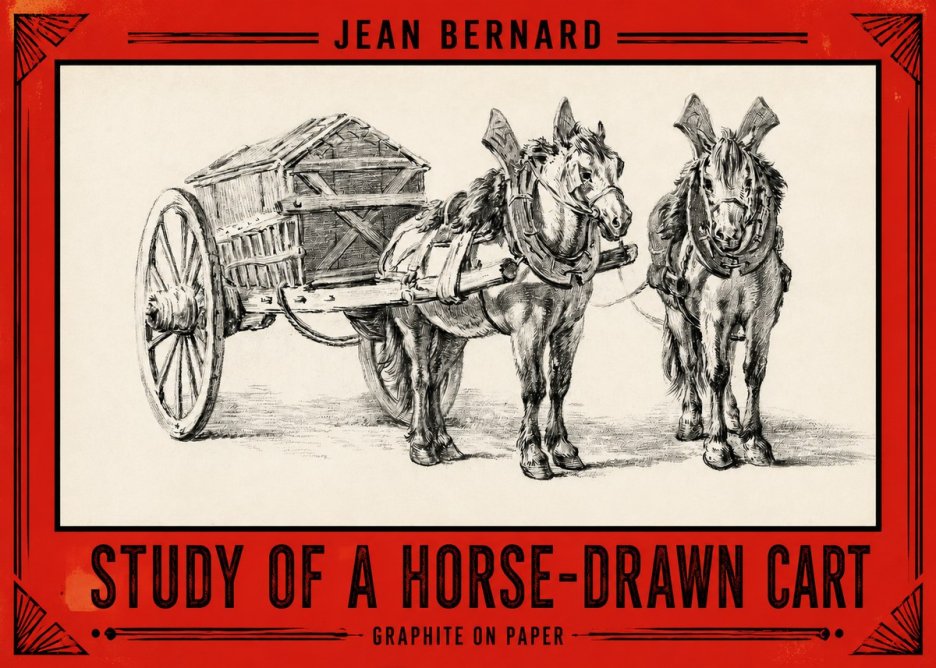 Jean Bernard Horse Team and Cart No3 - Poster