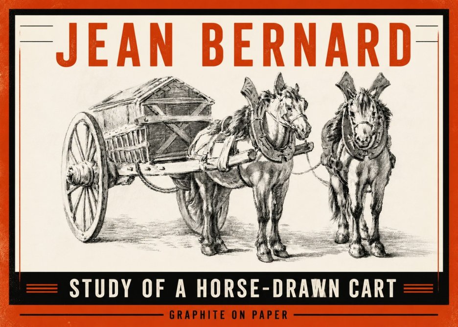 Jean Bernard Horse Team and Cart No5 - Poster