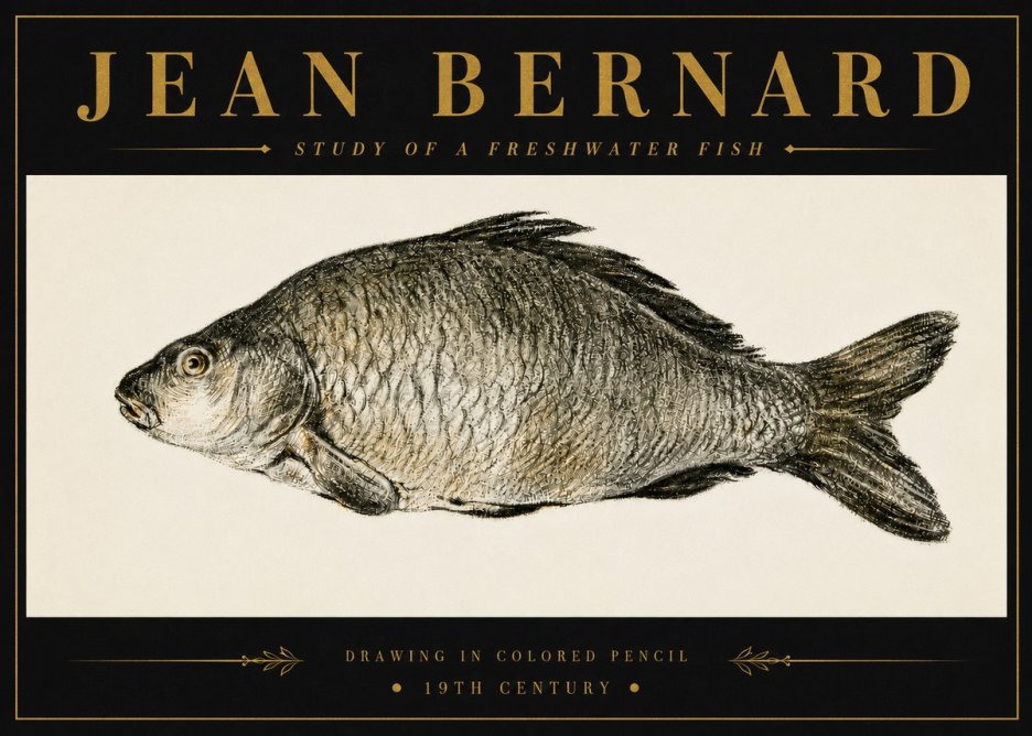 Jean Bernard Study of a Freshwater Fish No6 - Poster